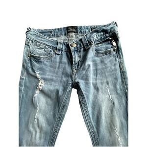 ReRock For Express Womens Light Wash Denim Distressed Skinny Jeans Size 4R‎ EUC